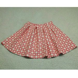 Hollister white and coral print flare skir…